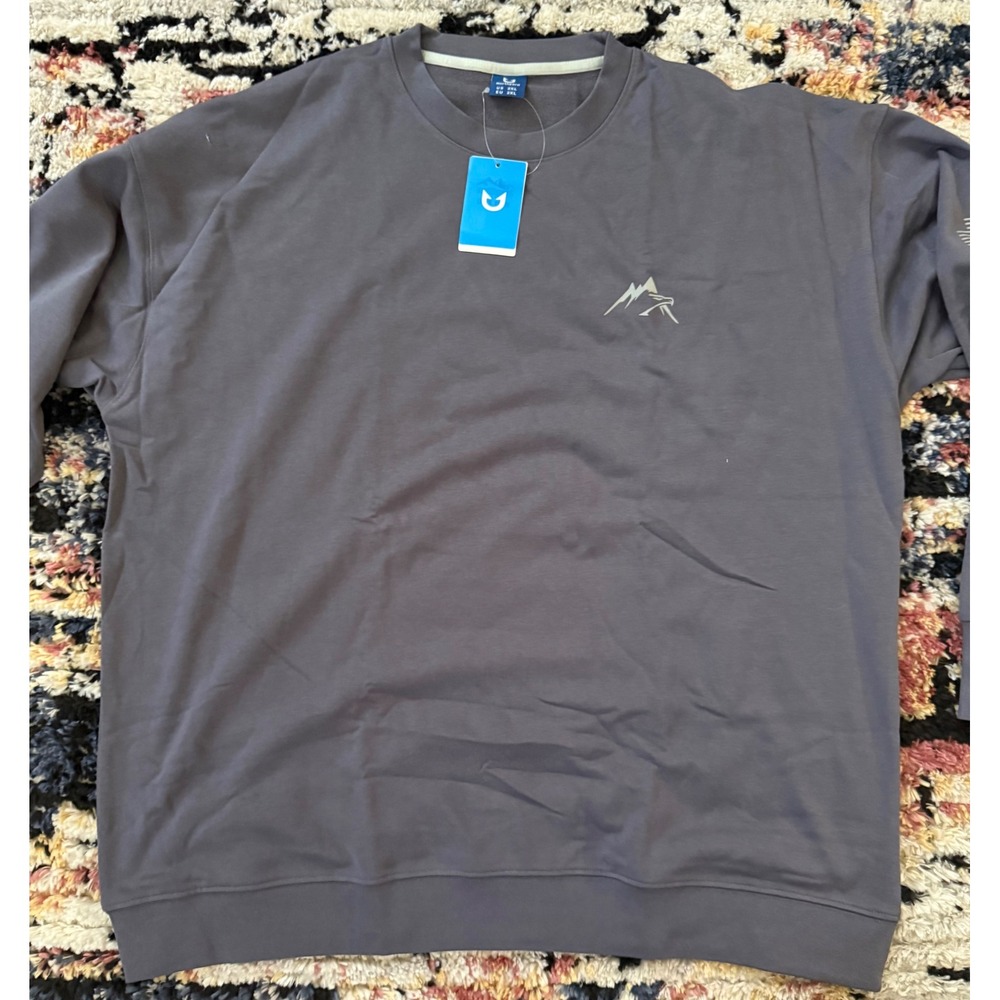 Northyard Mens Crewneck Sweatshirt Gray Graphic Mountain Eagle‎ Pullover 2XL NWT